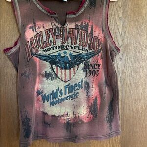 Harley-Davidson Vintage Brown and Black Tank Top